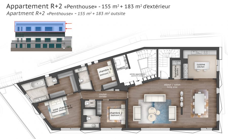 Plan appartement Promotion neuf Cap d'Ail proche Monaco Penthouse